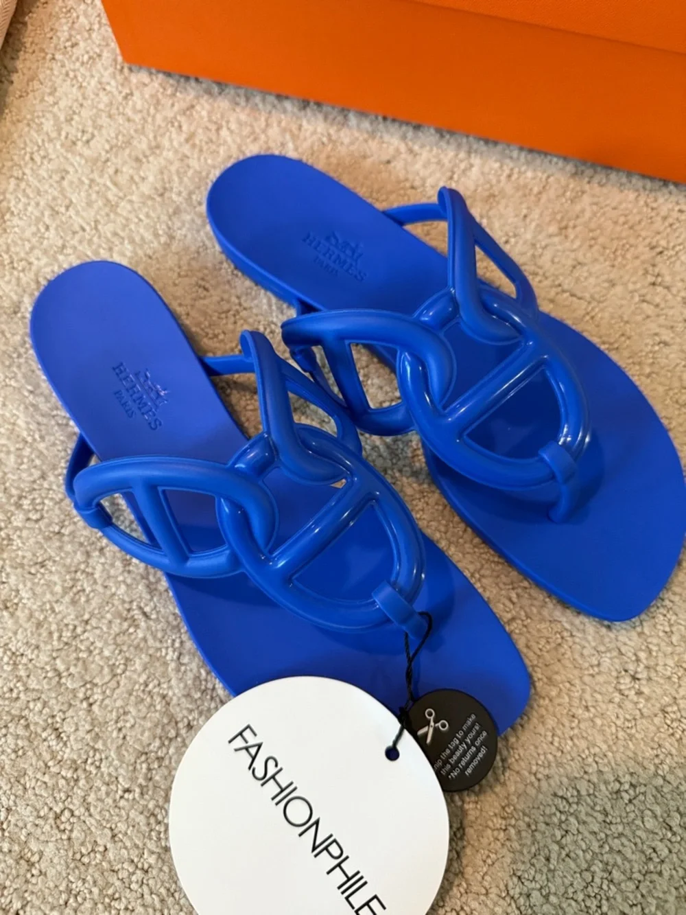 Hermes Bright Blue Egerie Sandals - Picture 2 of 4